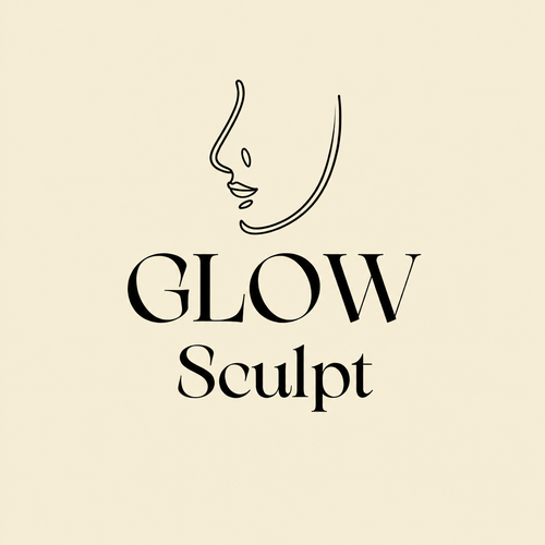 GlowSculpt logo blended with gold header background
